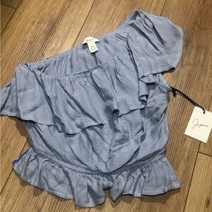 Light Blue Off-Shoulder Blouse